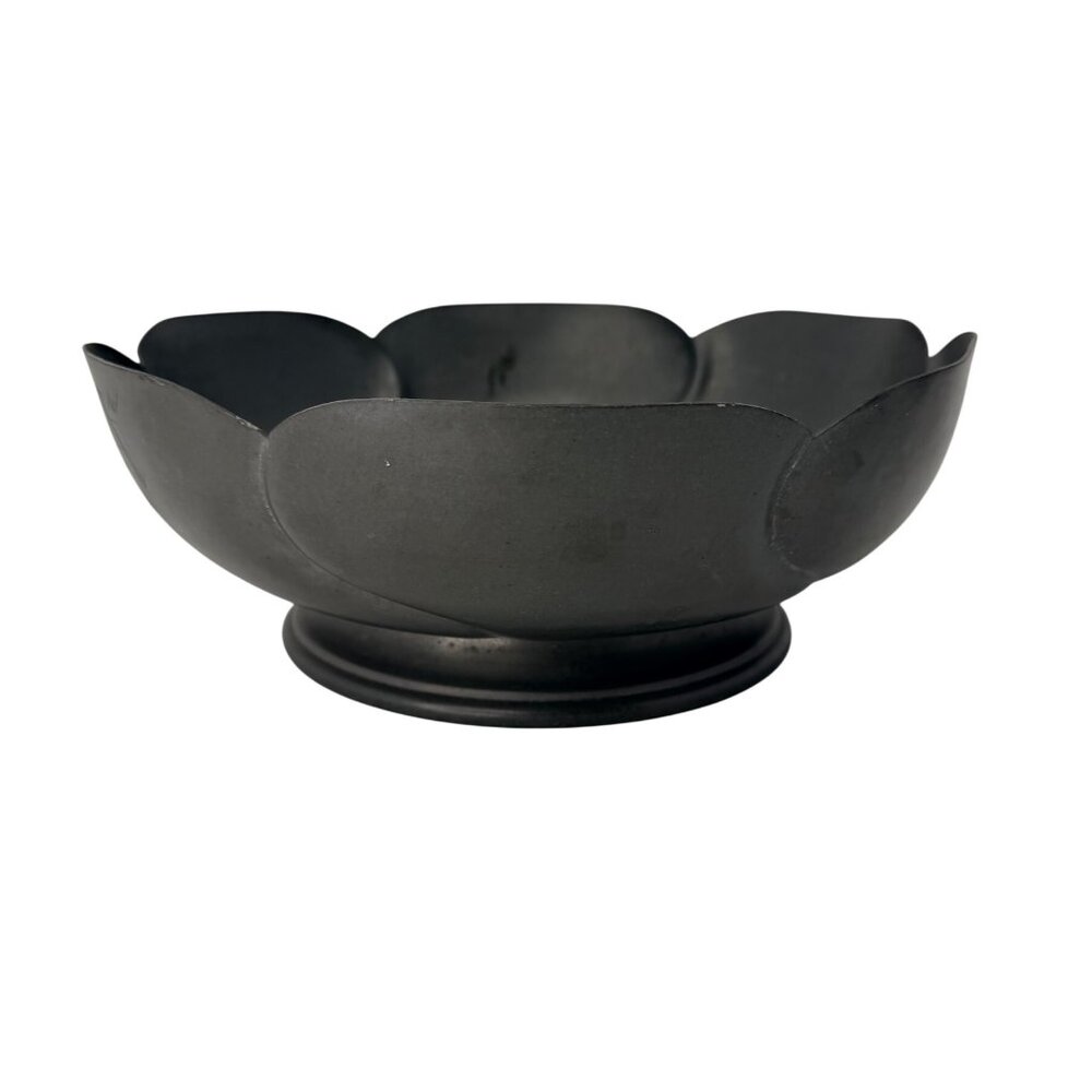 Antique KSC Pewter Bowl P352 Scalloped Footed Dish